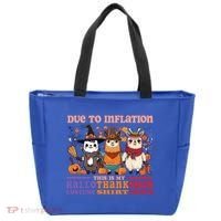 Due To Inflation Halloween Thanksgiving Ugly Christmas Llama Gift Tote Bag thumb 0