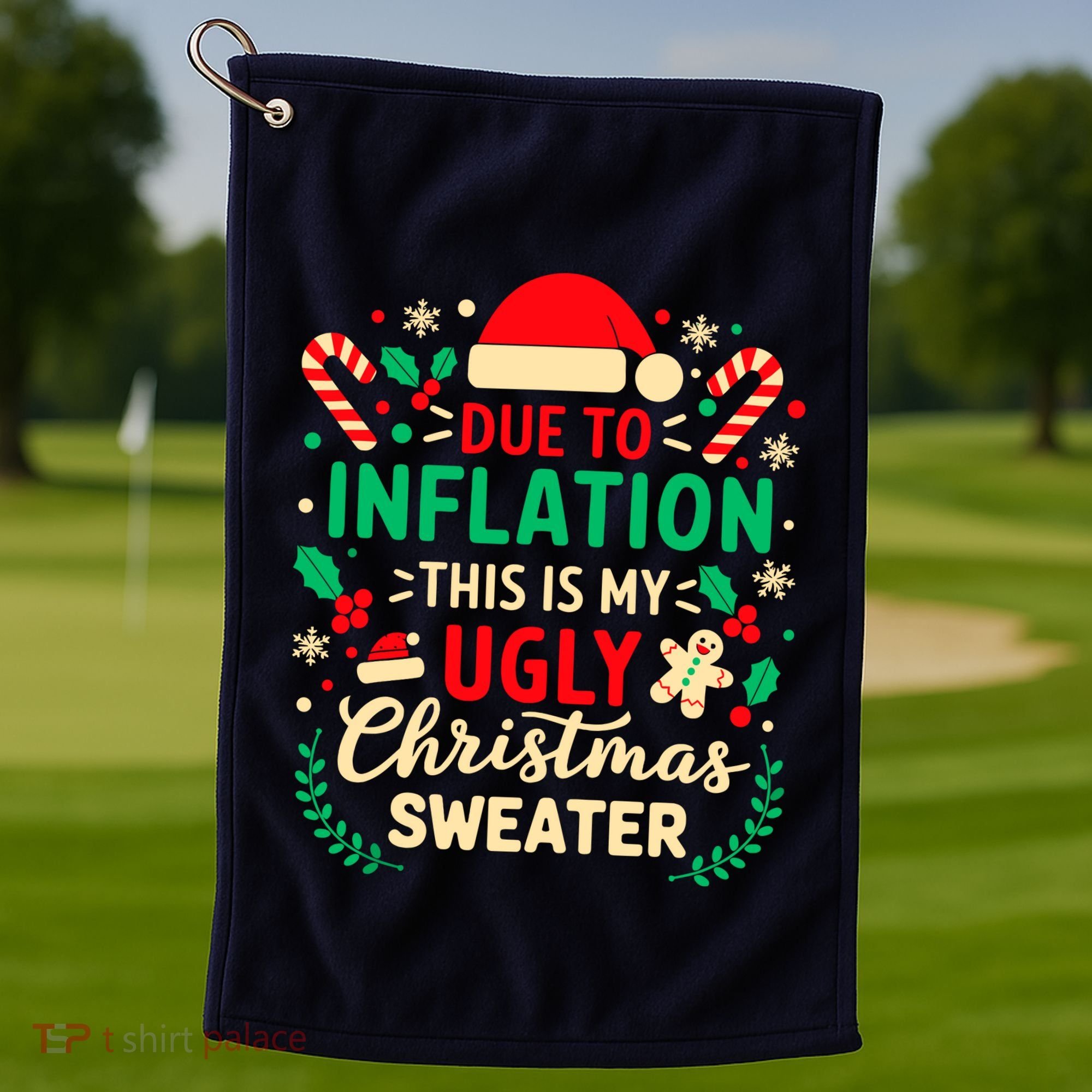Due To Inflation This Is My Ugly Sweater Xmas Golf Towel