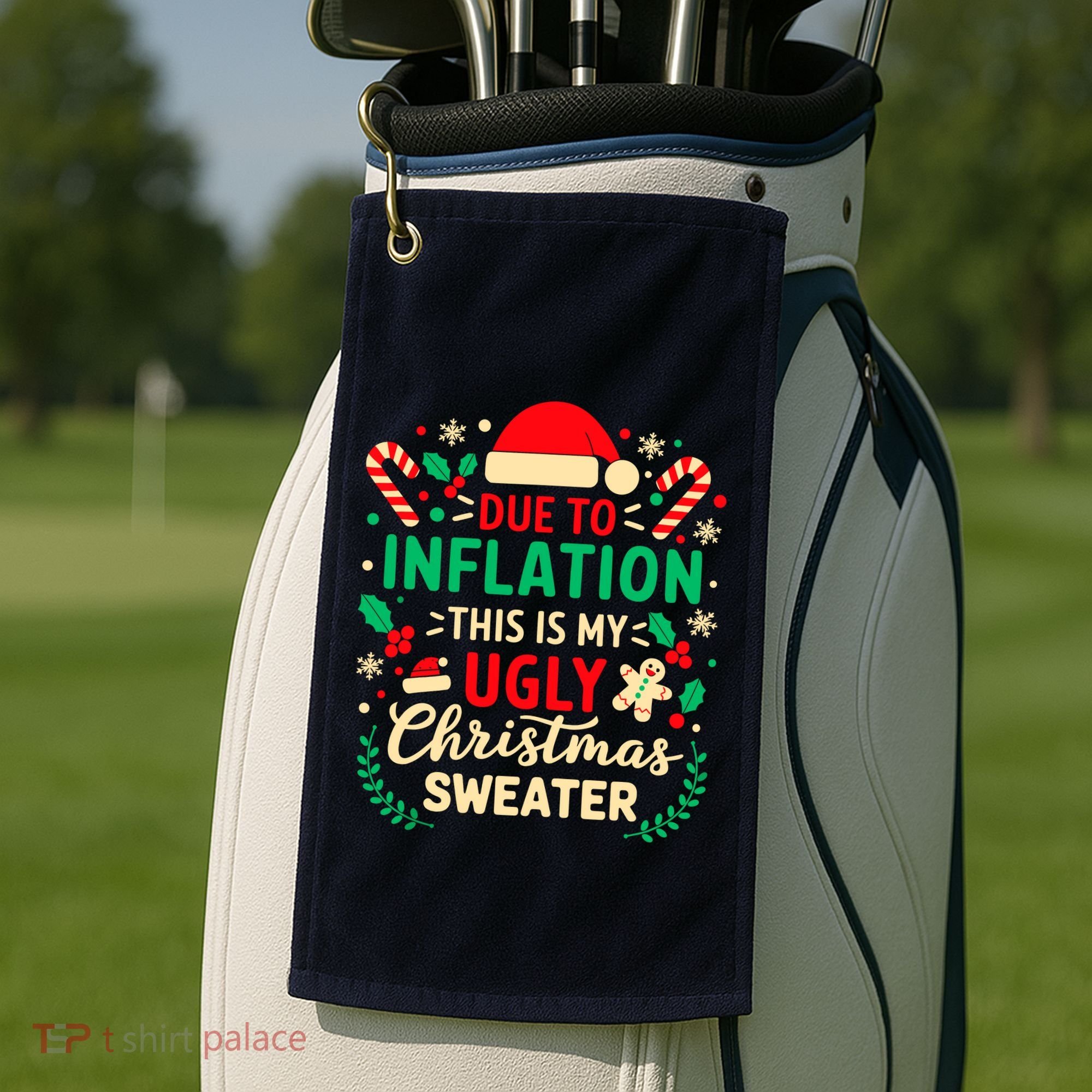 Due To Inflation This Is My Ugly Sweater Xmas Golf Towel