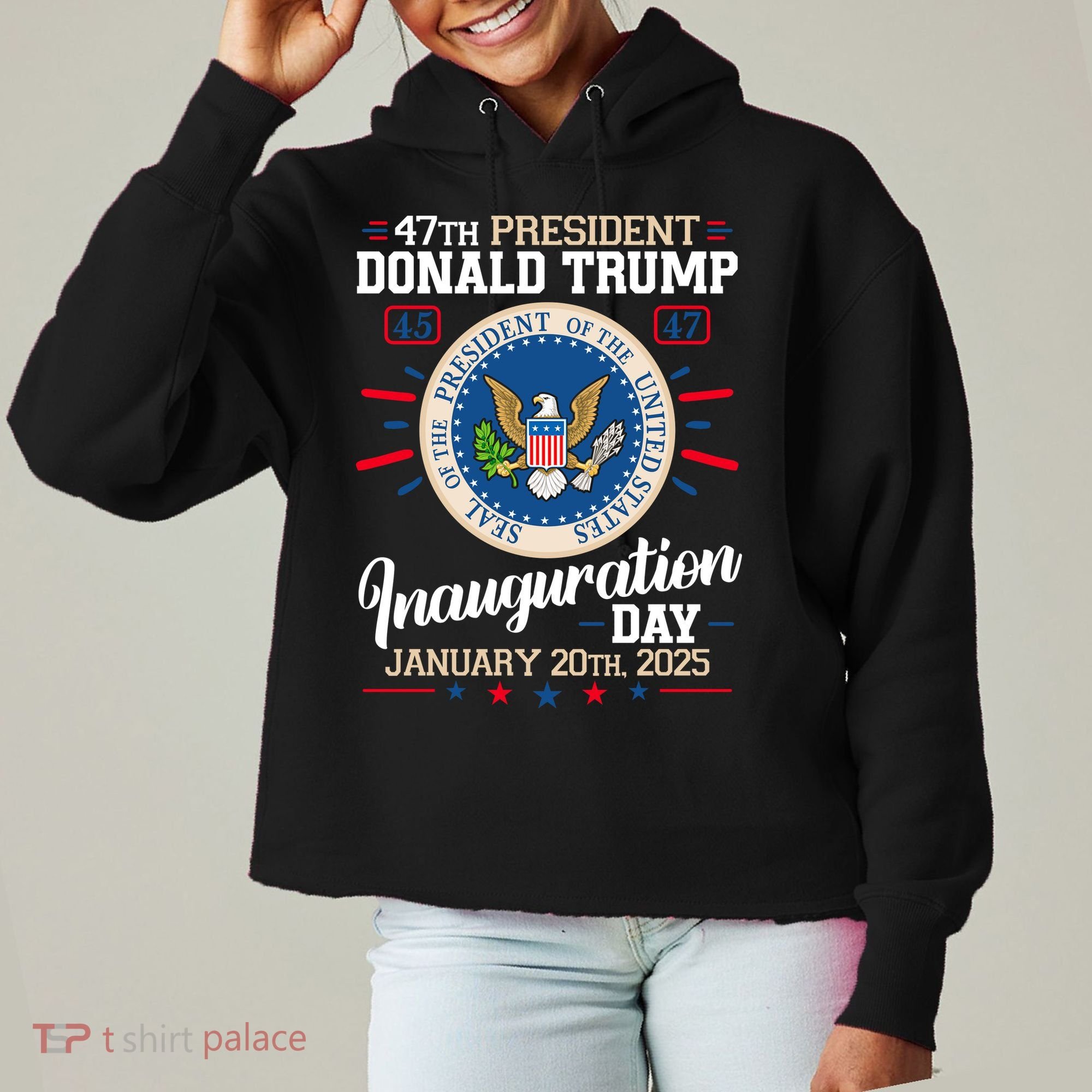 Donald Trump Inauguration Day 2025 Ladies Heavyweight Boxy Pullover Hoodie