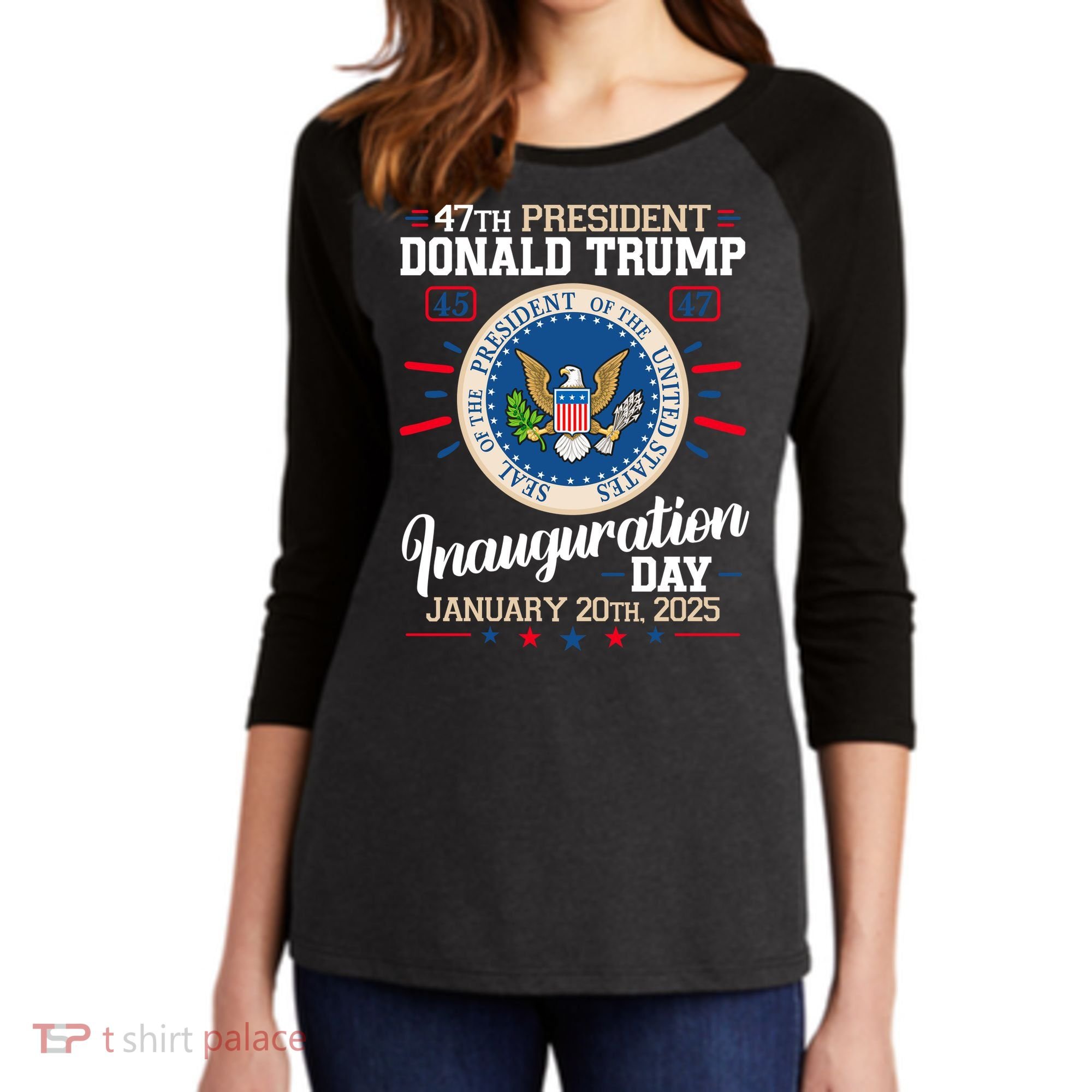 Donald Trump Inauguration Day 2025 Women's Tri-Blend 3/4-Sleeve Raglan Shirt