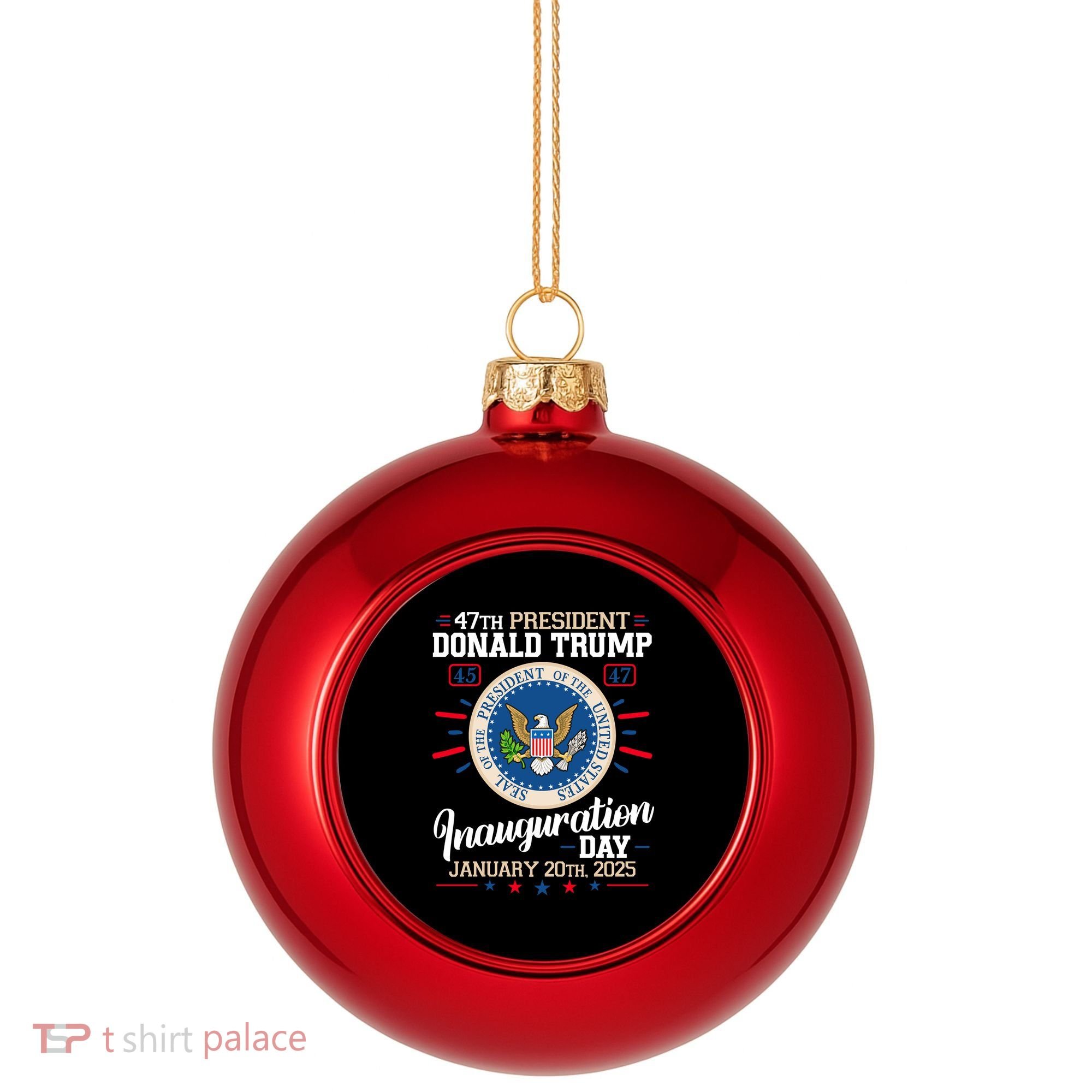 Donald Trump Inauguration Day 2025 Plastic Christmas Ball Ornament