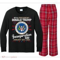 Donald Trump Inauguration Day 2025 Kids Long Sleeve Plaid Pajama Set thumb 0