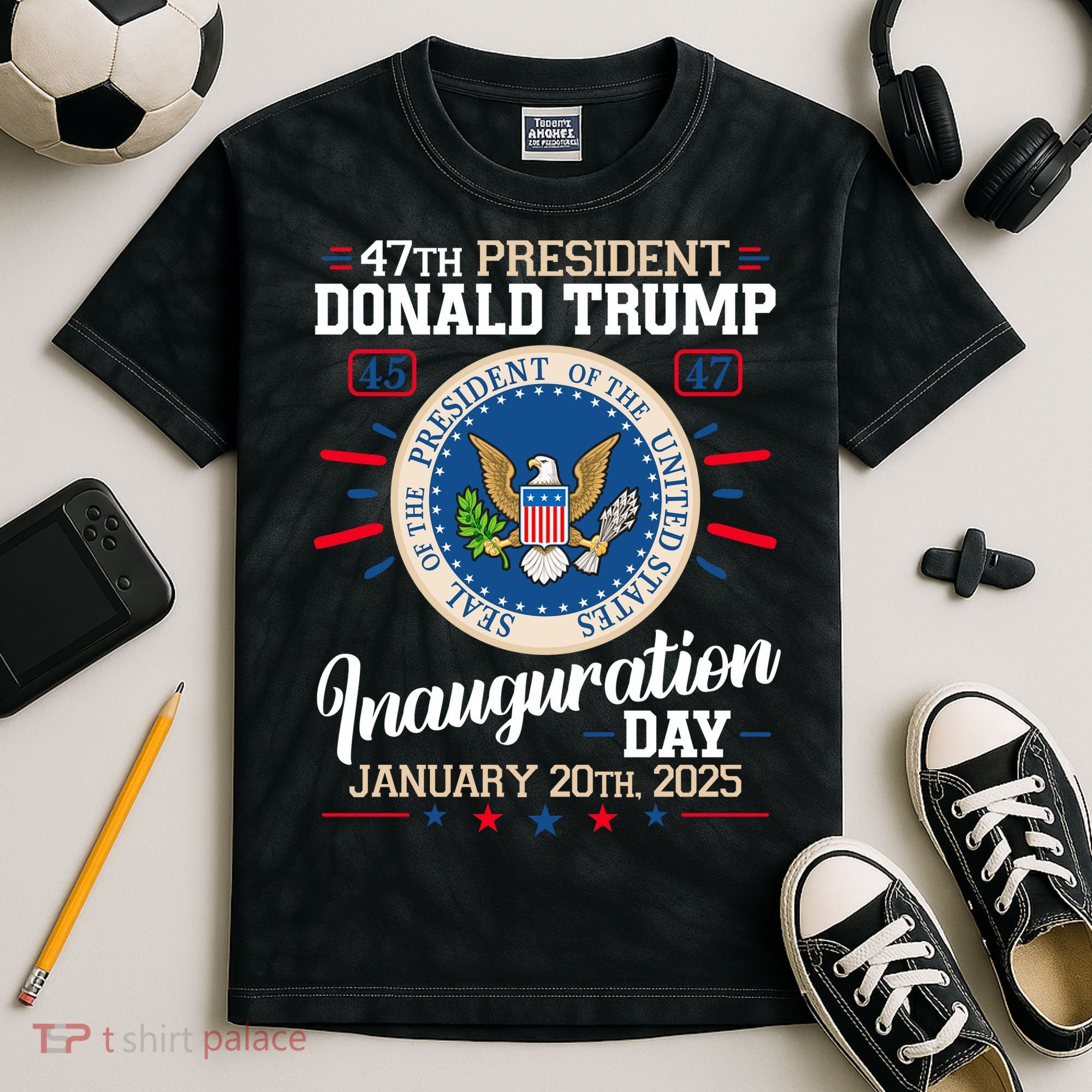 Donald Trump Inauguration Day 2025 Kids Tie-Dye T-Shirt