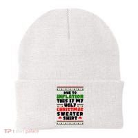 Due To Inflation This Is My Ugly Christmas Sweater Shirt Funny Beanie thumb 0