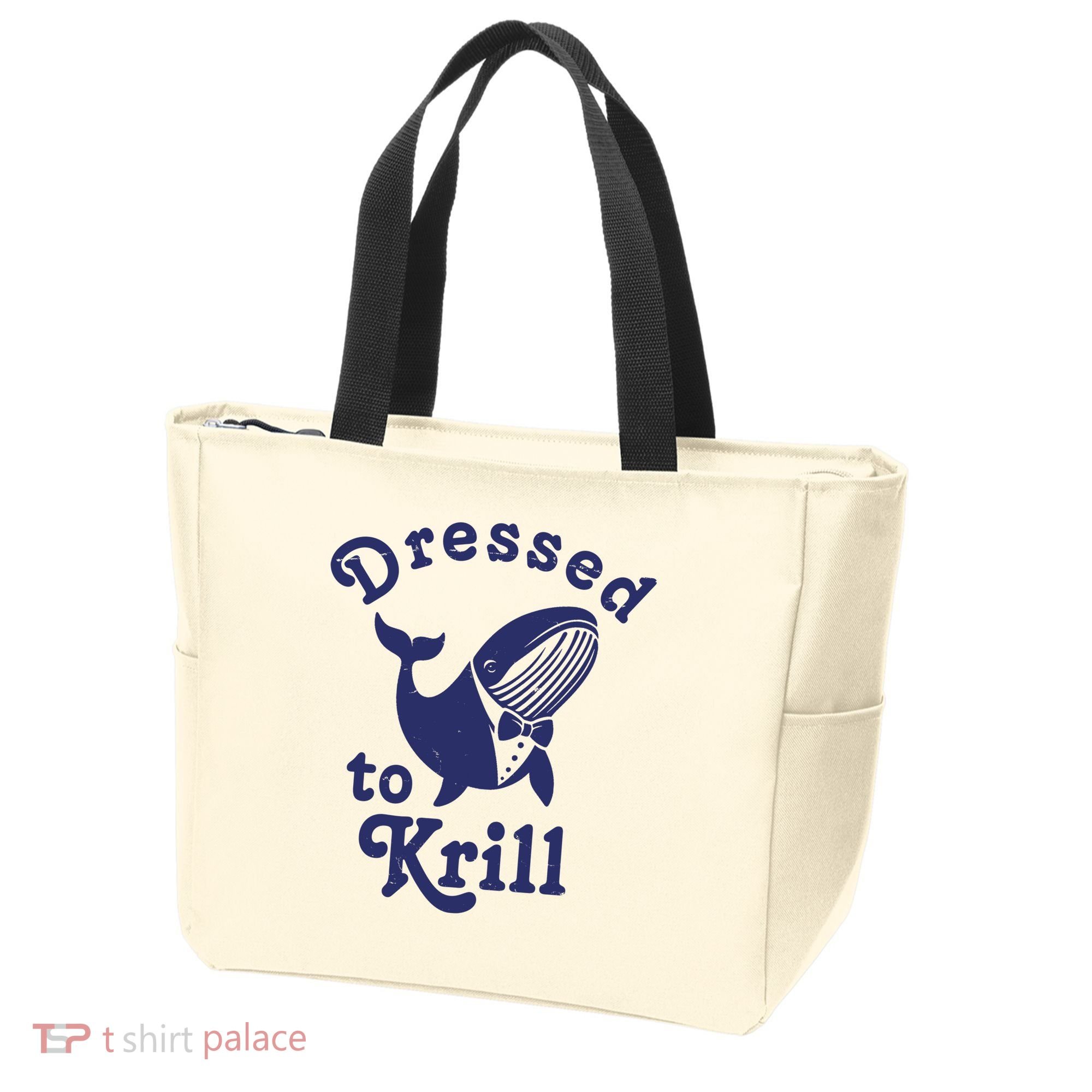 Dressed To Krill Funny Killer Whale Tote Bag