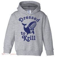 Dressed To Krill Funny Killer Whale Toddler Hoodie thumb 0