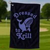 Dressed To Krill Whale Funny Golf Towel thumb 1