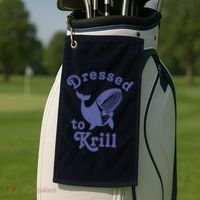 Dressed To Krill Whale Funny Golf Towel thumb 2