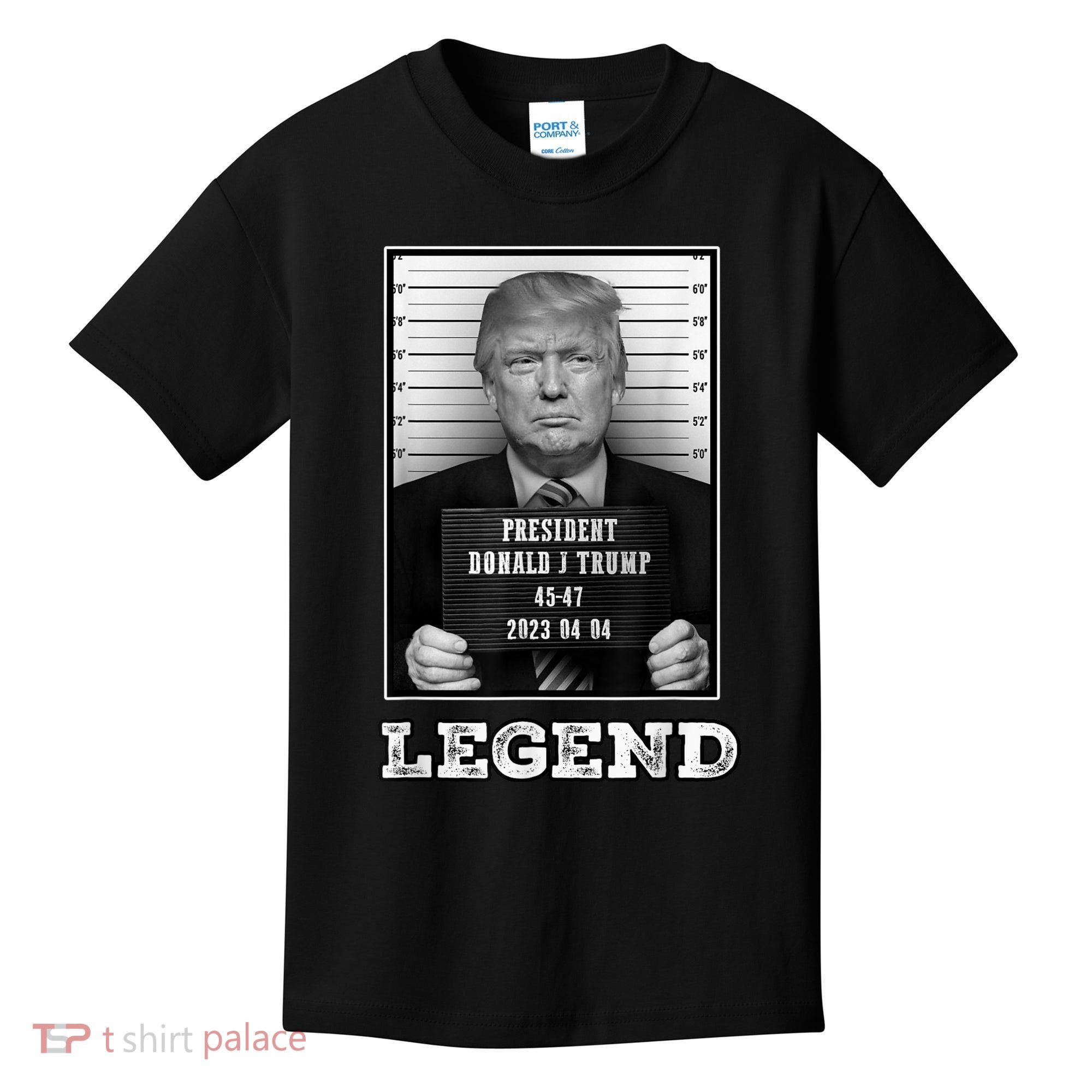 Trump 2024 Mugshot President Legend Kids T-Shirt