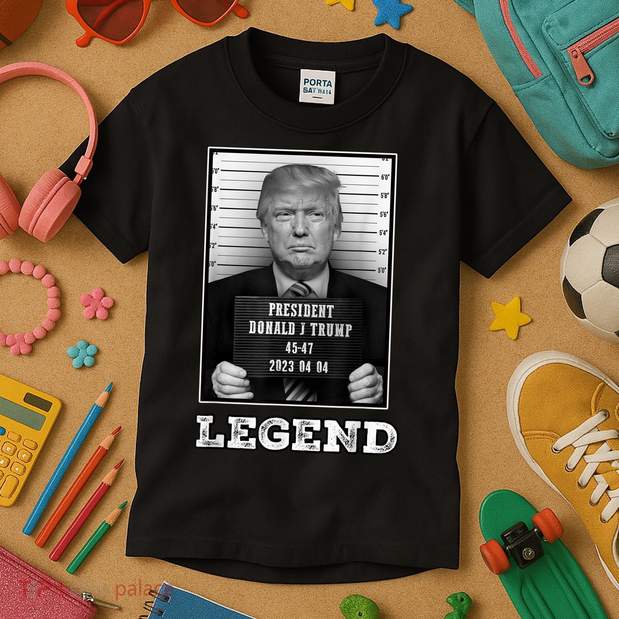 Trump 2024 Mugshot President Legend Kids T-Shirt