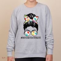 Daycare Teacher Life Messy Bun Mom  Women's Sweatshirt thumb 0