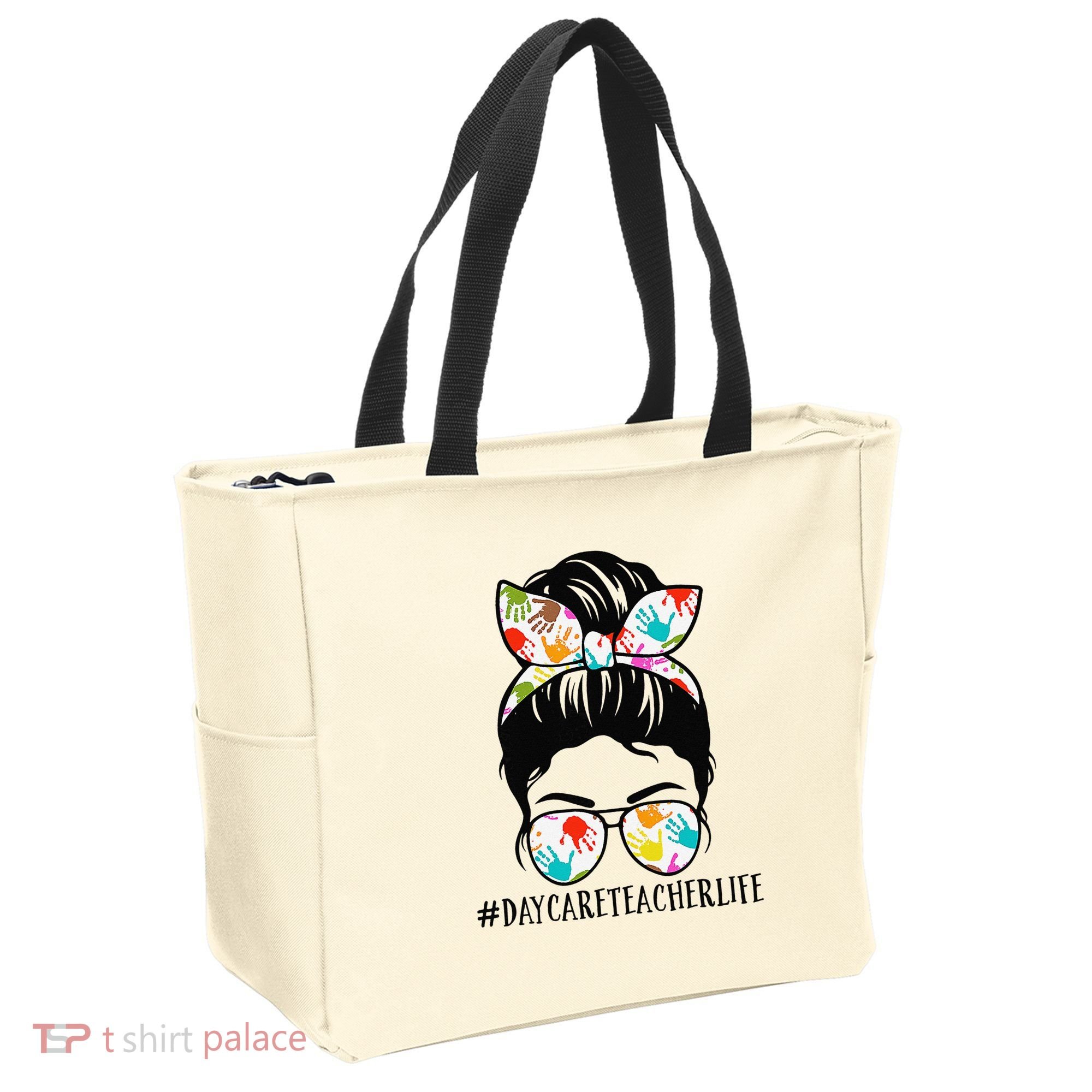 Daycare Teacher Life Messy Bun Mom  Tote Bag