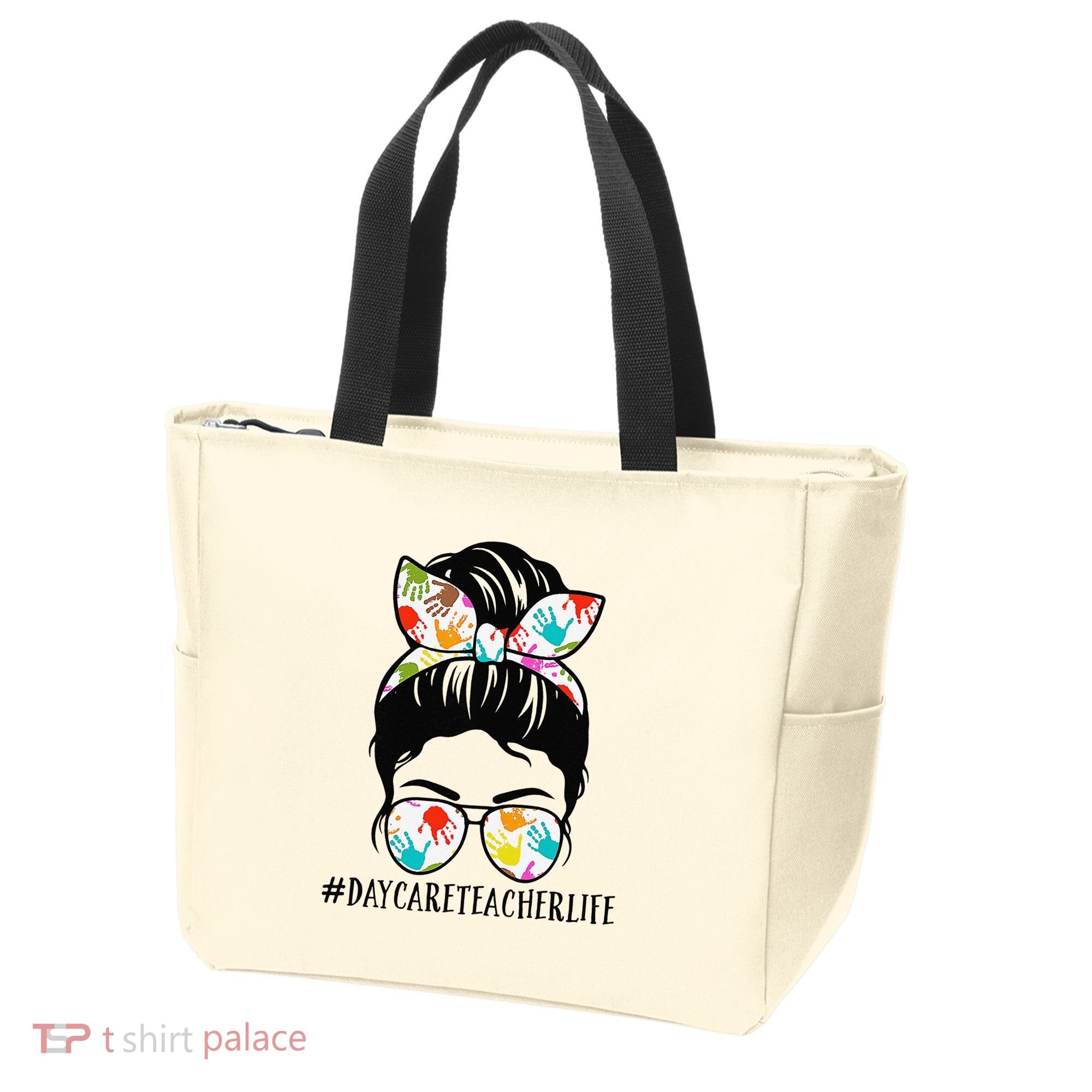 Daycare Teacher Life Messy Bun Mom  Tote Bag