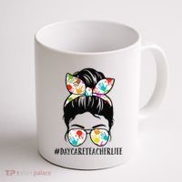 Daycare Teacher Life Messy Bun Mom  Coffee Mug thumb 1
