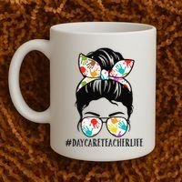 Daycare Teacher Life Messy Bun Mom  Coffee Mug thumb 2