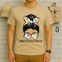 Daycare Teacher Life Messy Bun Mom Women T-Shirt thumb 6