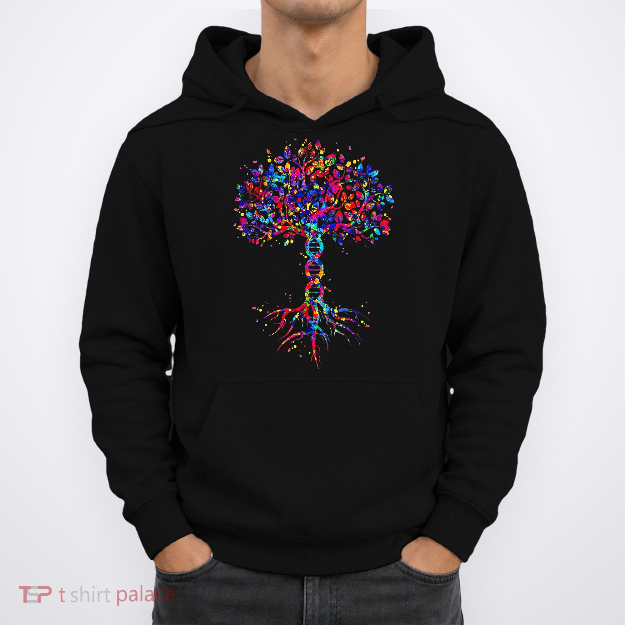 DNA Tree Life Watercolor Genetic Biologist Science Earth Day Hoodie