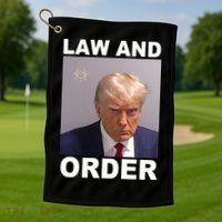 Donald Trump Law And Order Mugshot Golf Towel thumb 1