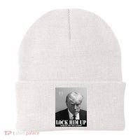 Donald Trump Lock Him Up Inmate Mugshot Beanie thumb 0