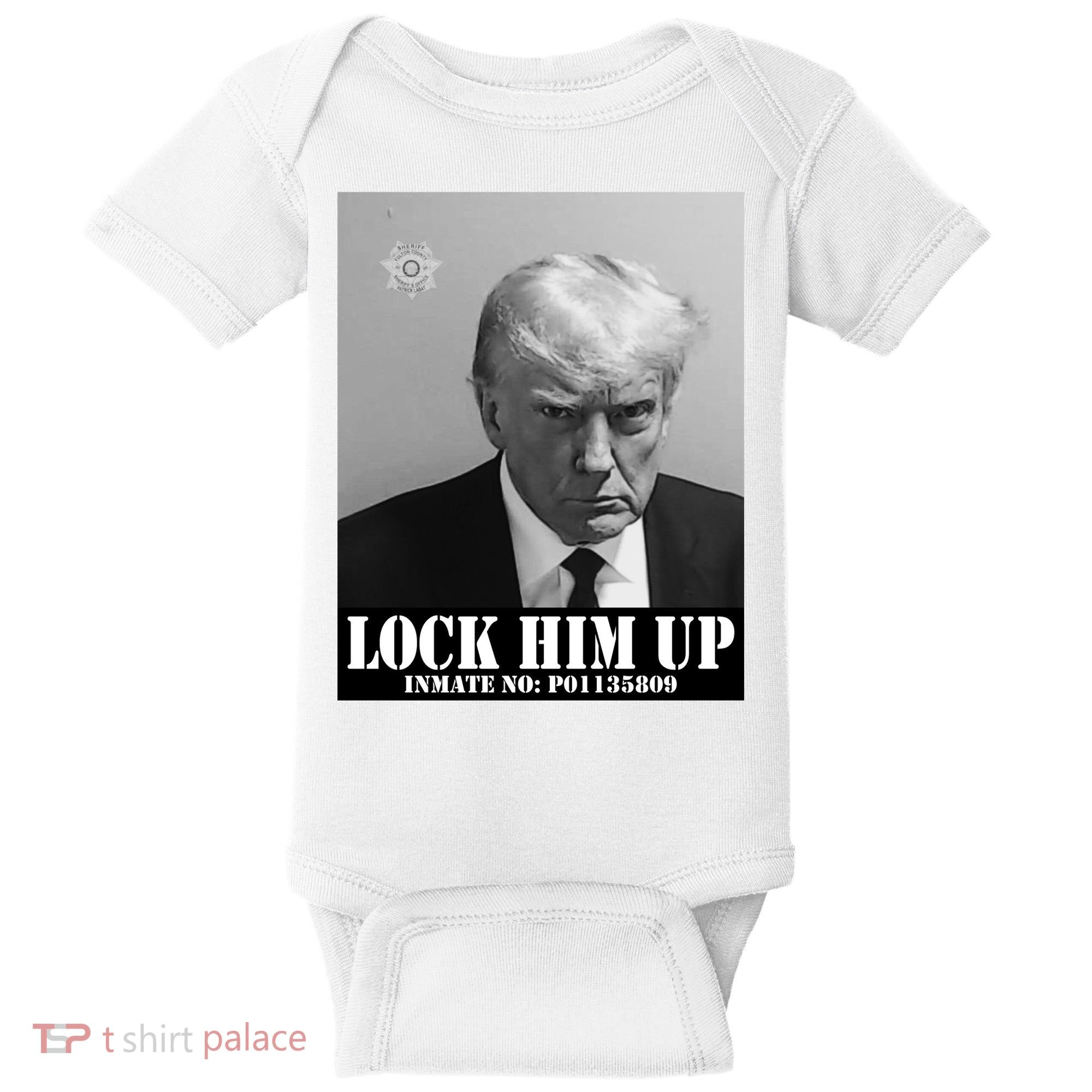 Donald Trump Lock Him Up Inmate Mugshot Baby Bodysuit