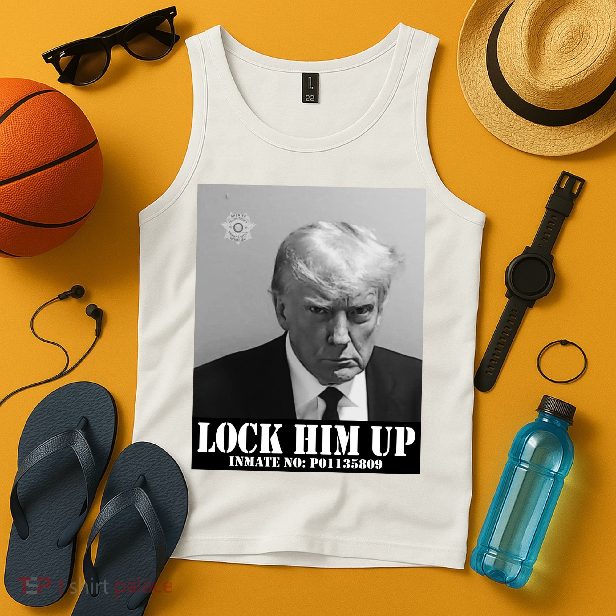 Donald Trump Lock Him Up Inmate Mugshot Tank Top