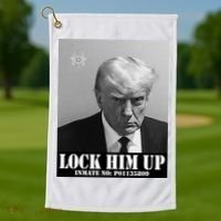 Donald Trump Lock Him Up Inmate Mugshot Golf Towel thumb 1