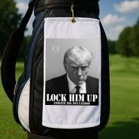 Donald Trump Lock Him Up Inmate Mugshot Golf Towel thumb 2