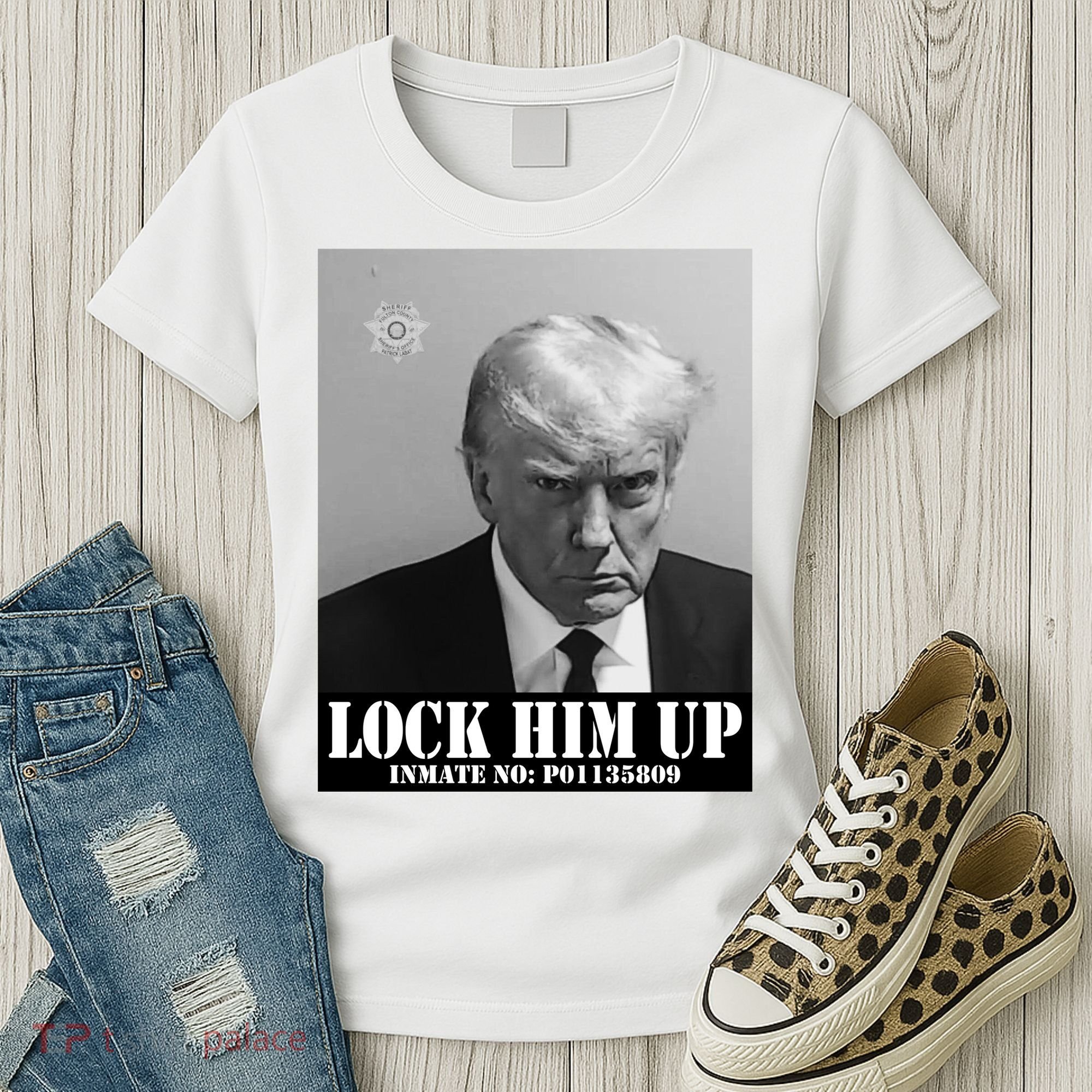 Donald Trump Lock Him Up Inmate Mugshot Women's T-Shirt
