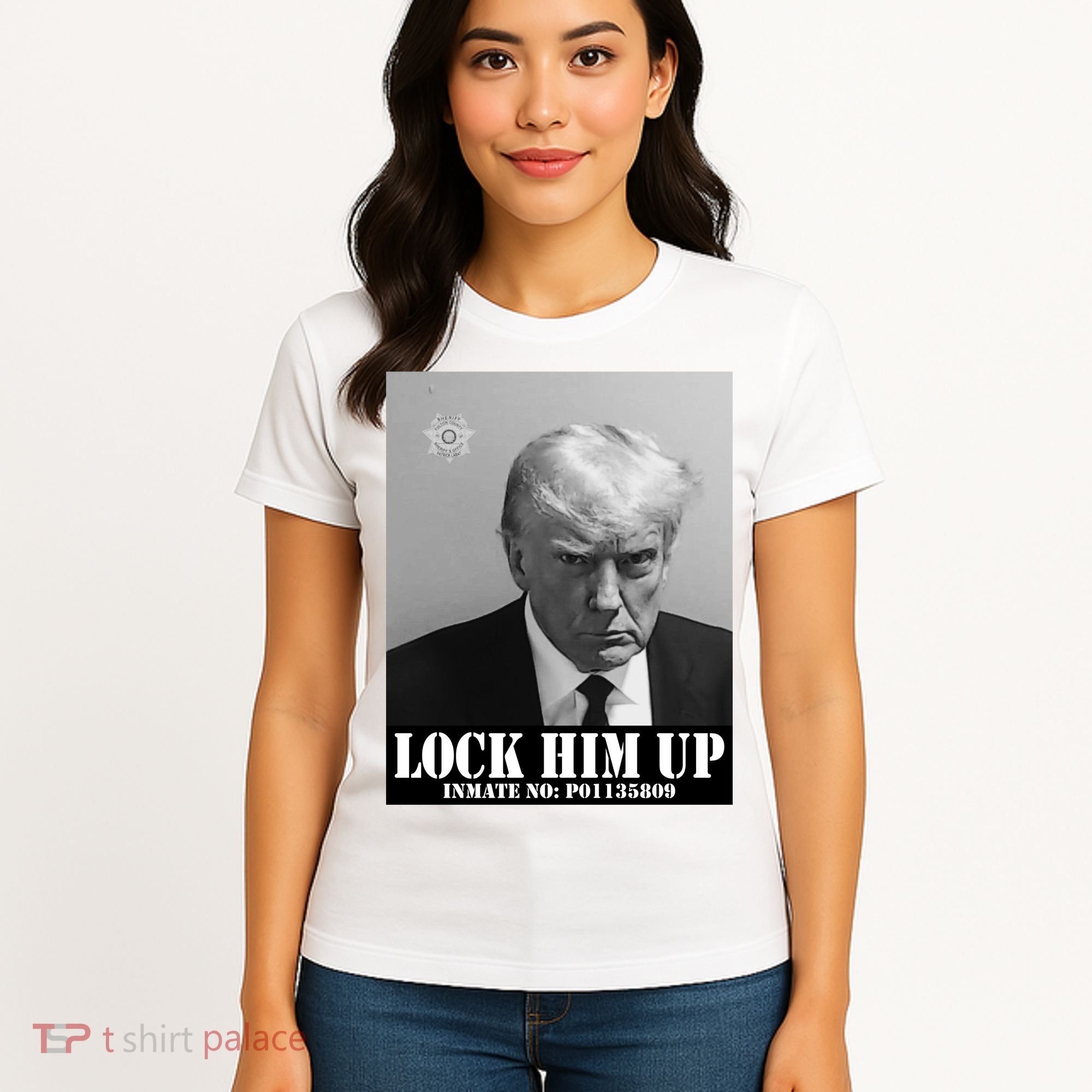 Donald Trump Lock Him Up Inmate Mugshot Women's T-Shirt