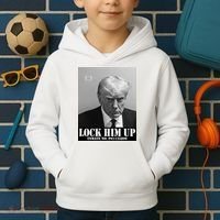 Donald Trump Lock Him Up Inmate Mugshot Kids Hoodie thumb 2