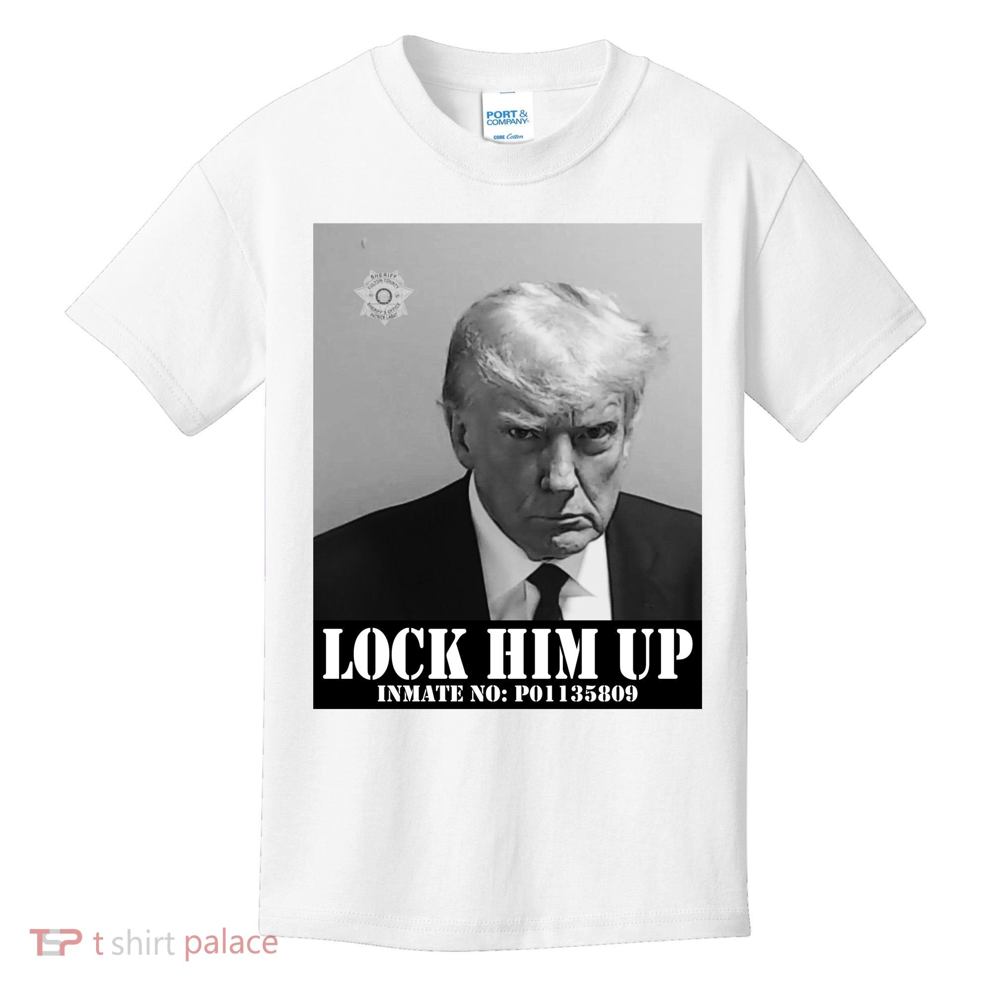 Donald Trump Lock Him Up Inmate Mugshot Kids T-Shirt
