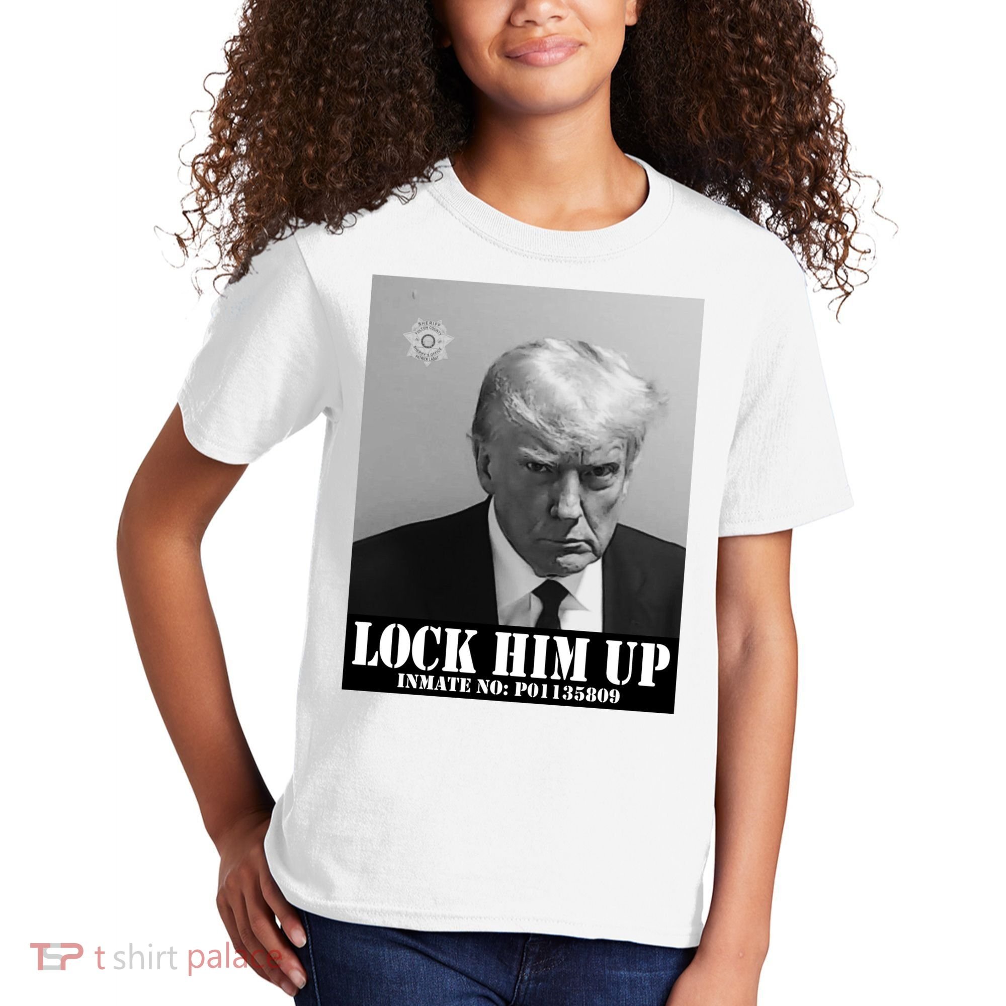 Donald Trump Lock Him Up Inmate Mugshot Kids T-Shirt