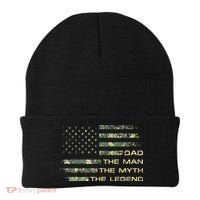 Dad The Man The Myth The Legend Fathers Day Camo US Flag Beanie thumb 0