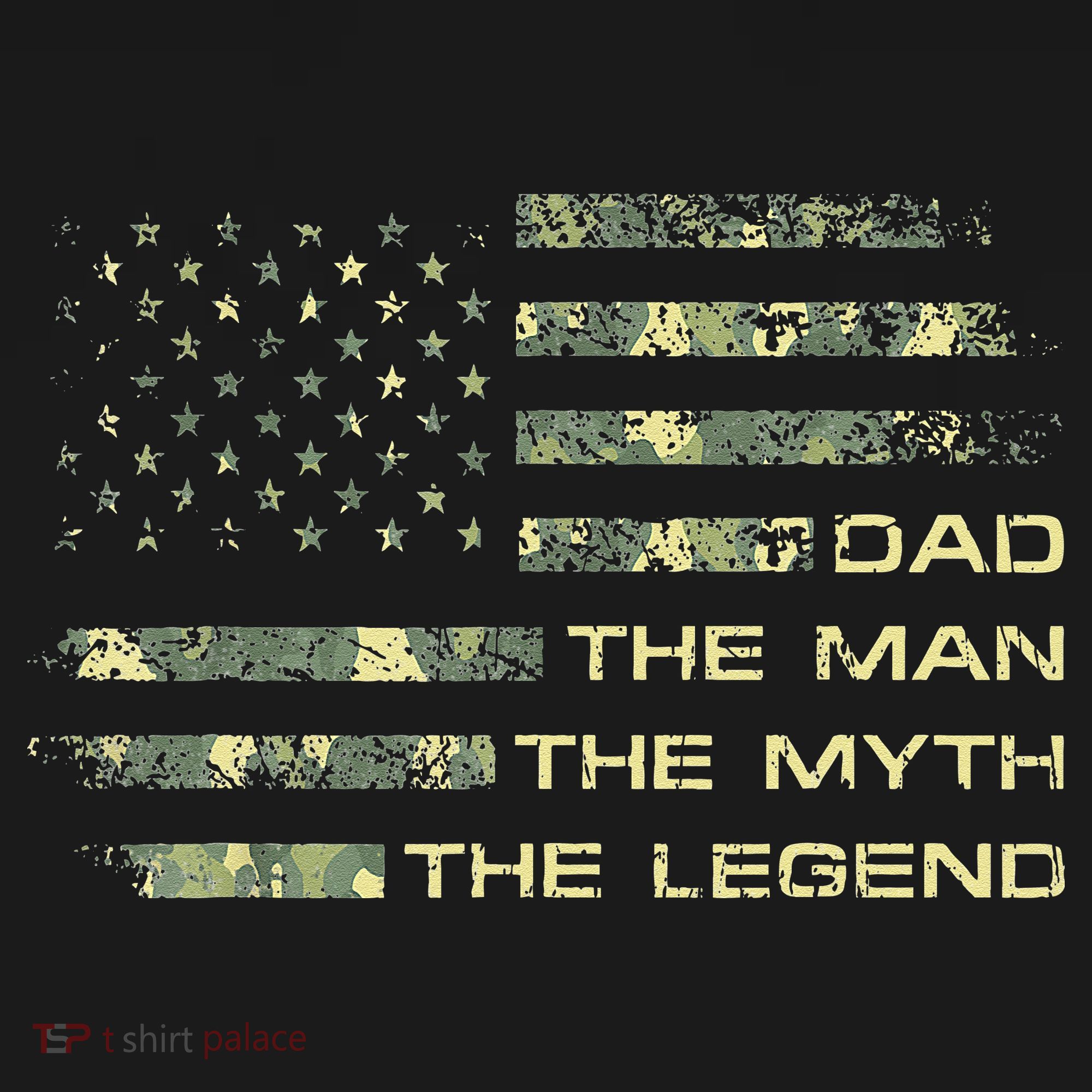 Dad The Man The Myth The Legend Fathers Day Camo US Flag Polo