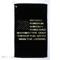 Dad The Man The Myth The Legend Fathers Day Camo US Flag Golf Towel thumb 0