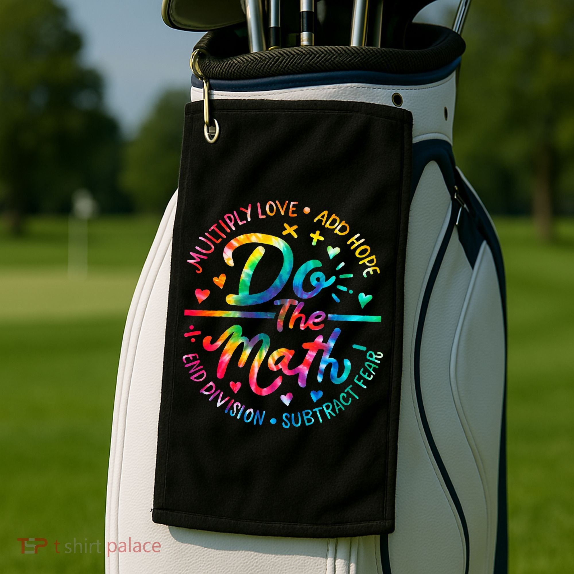 Do The Math Multiply Love Add Hope Math Teacher Tie Dye Golf Towel
