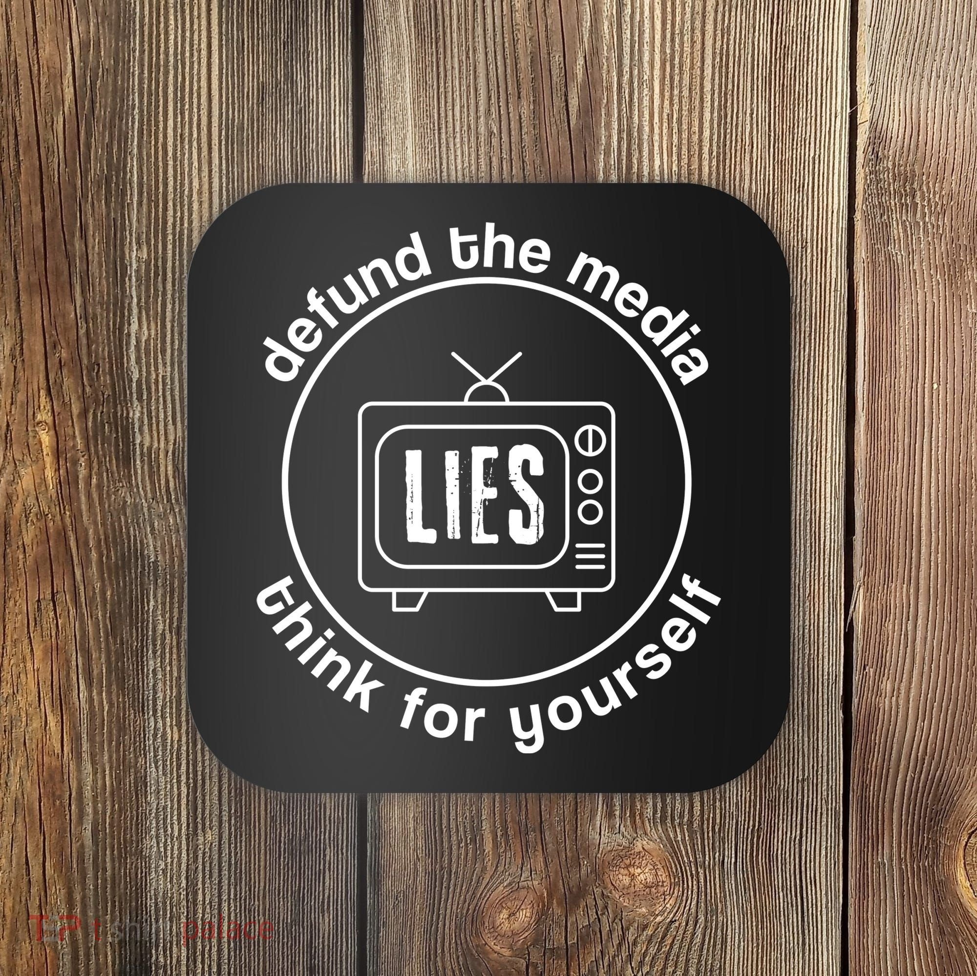 Defund The Media Anti Censorship MAGA Conservative Coaster