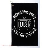 Defund The Media Anti Censorship MAGA Conservative Golf Towel thumb 0