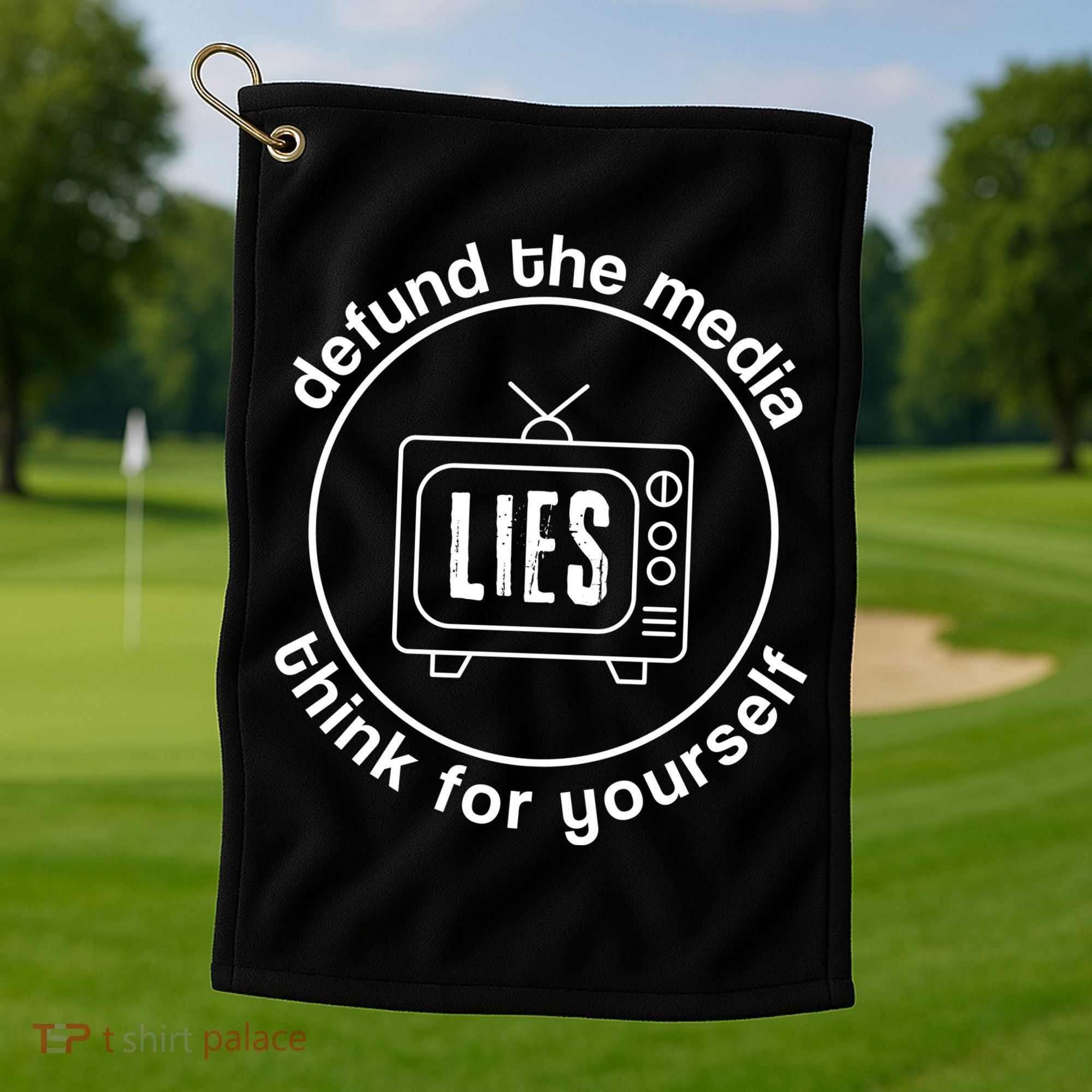 Defund The Media Anti Censorship MAGA Conservative Golf Towel