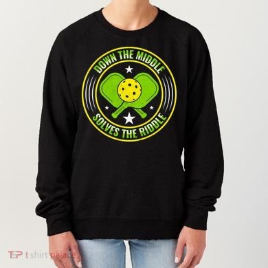 Down The Middle Solves The Riddle Funny Pickleball Women's Sweatshirt
