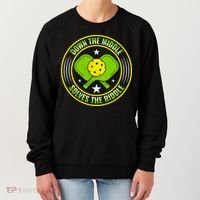 Down The Middle Solves The Riddle Funny Pickleball Women's Sweatshirt thumb 0