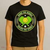 Down The Middle Solves The Riddle Funny Pickleball T-Shirt thumb 3