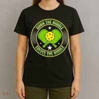 Down The Middle Solves The Riddle Funny Pickleball T-Shirt thumb 4