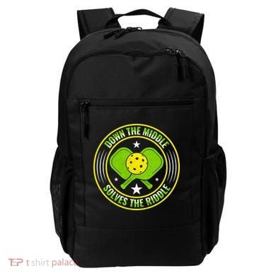 Down The Middle Solves The Riddle Funny Pickleball Backpack