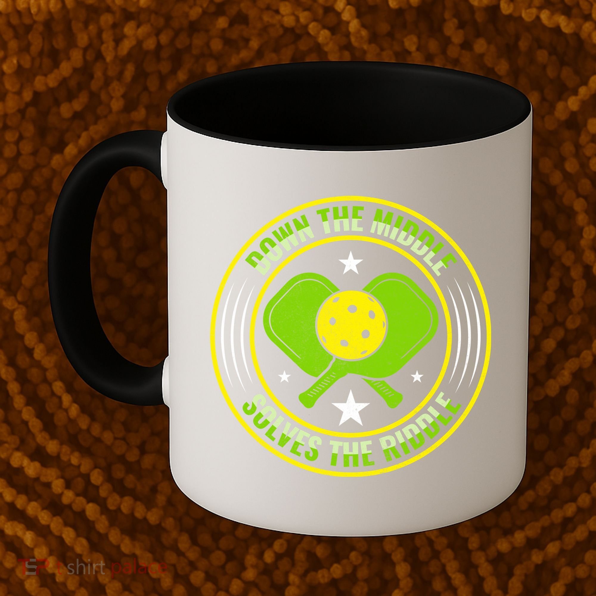 Down The Middle Solves The Riddle Funny Pickleball Coffee Mug