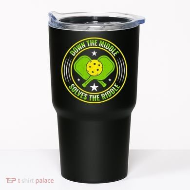 Down The Middle Solves The Riddle Funny Pickleball Tumbler