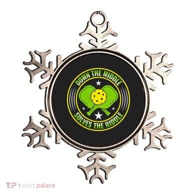 Down The Middle Solves The Riddle Funny Pickleball Ornament