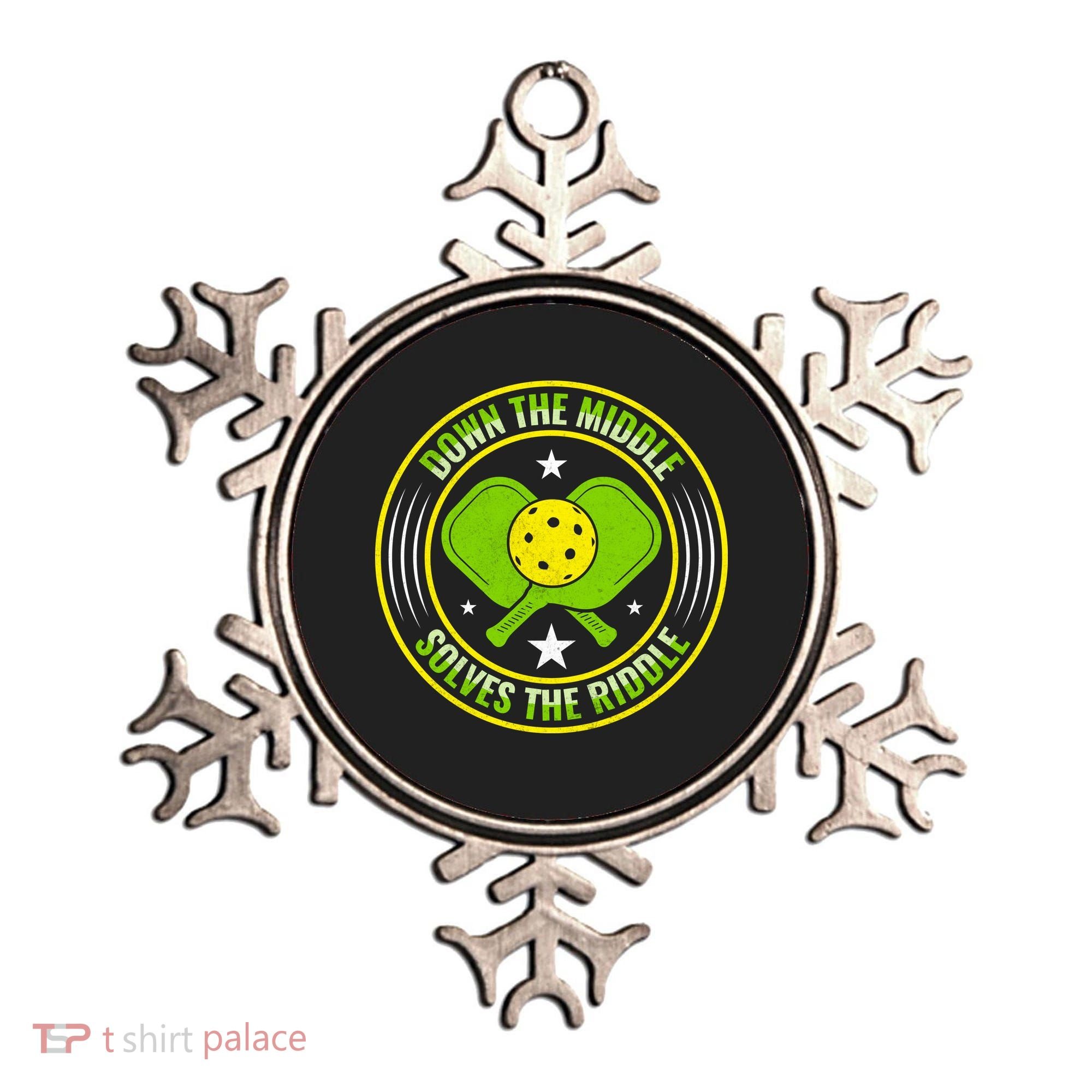 Down The Middle Solves The Riddle Funny Pickleball Ornament