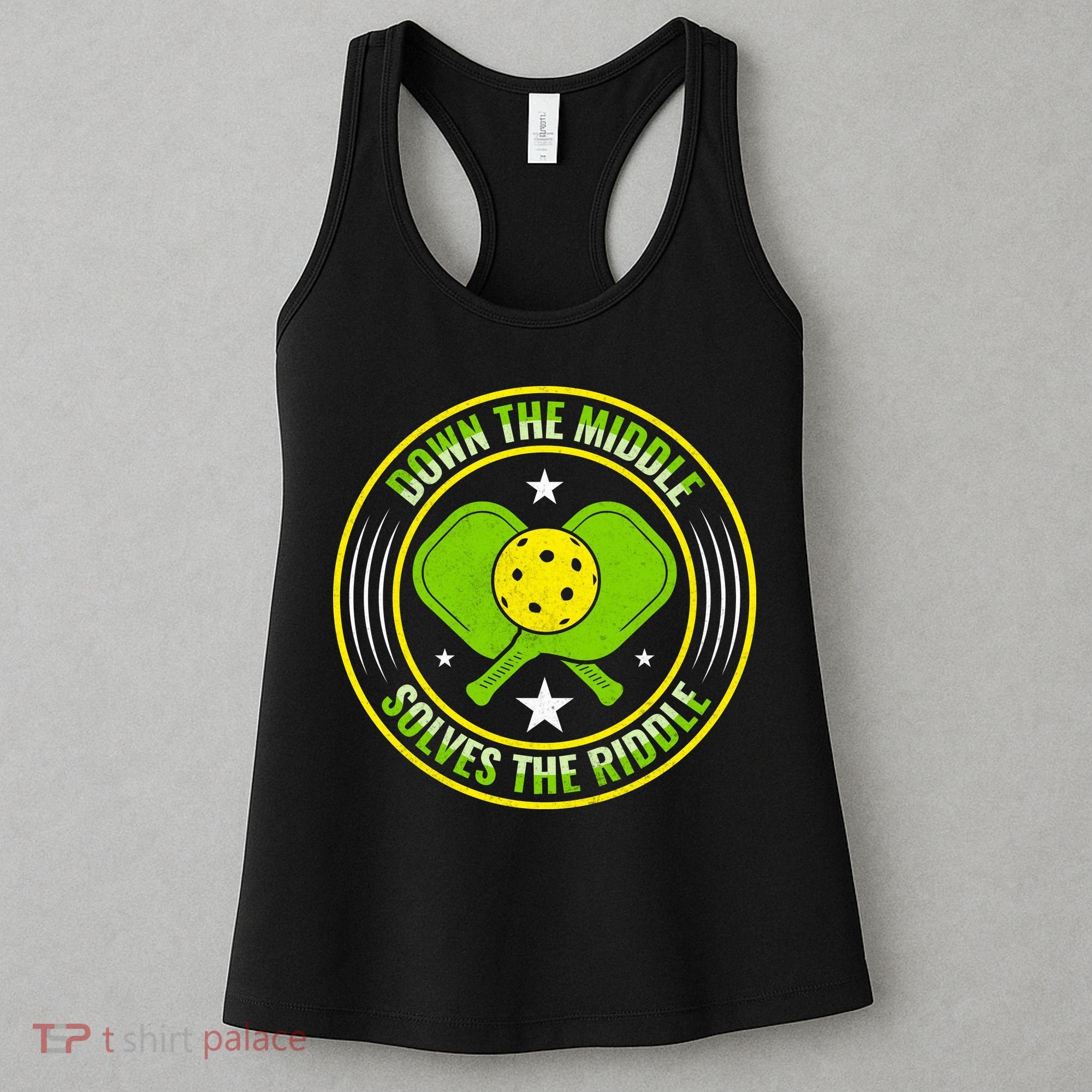 Down The Middle Solves The Riddle Funny Pickleball Women's Tank Top